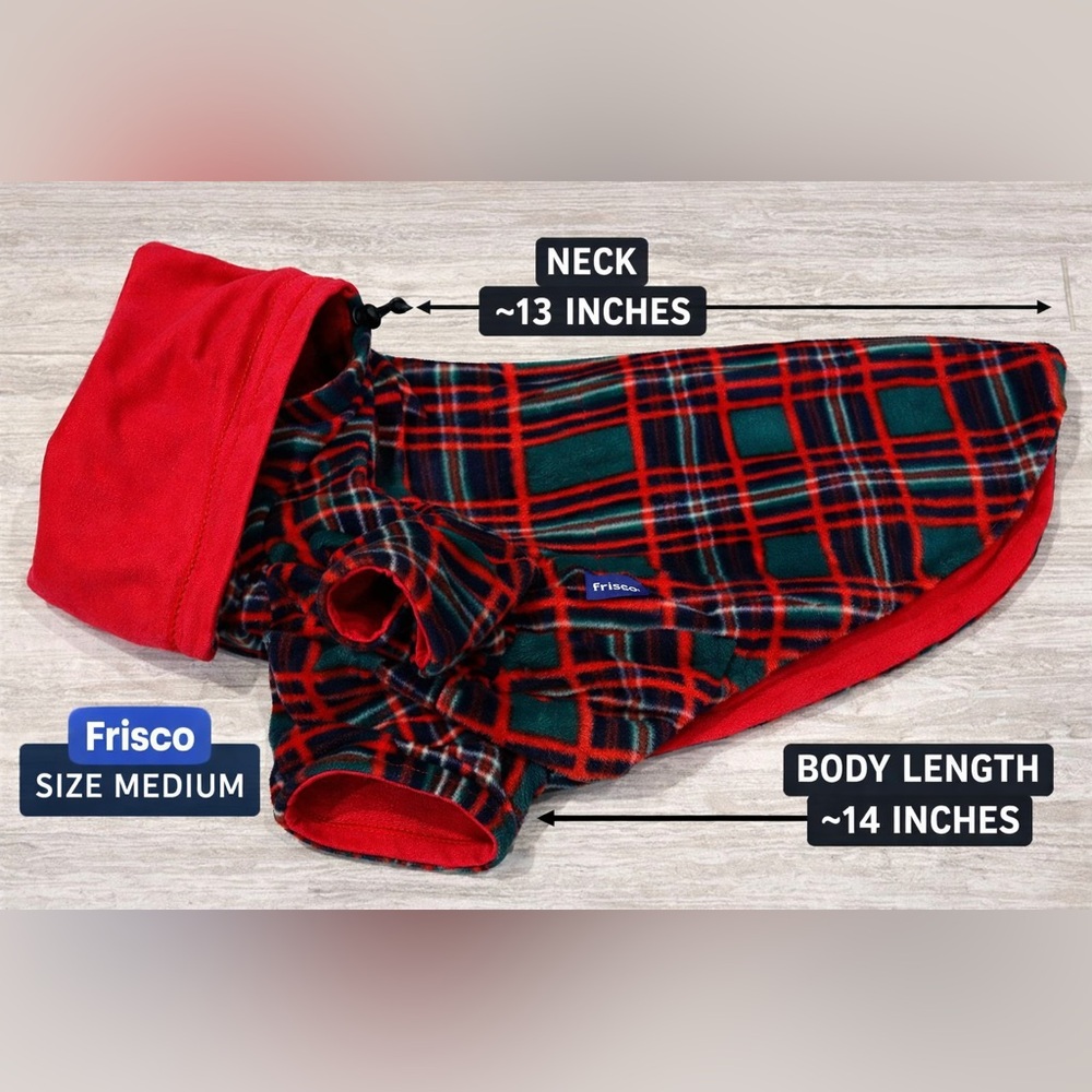 NWOT Fresco by Chewy plaid fleece pullover Medium dog coat - small breeds